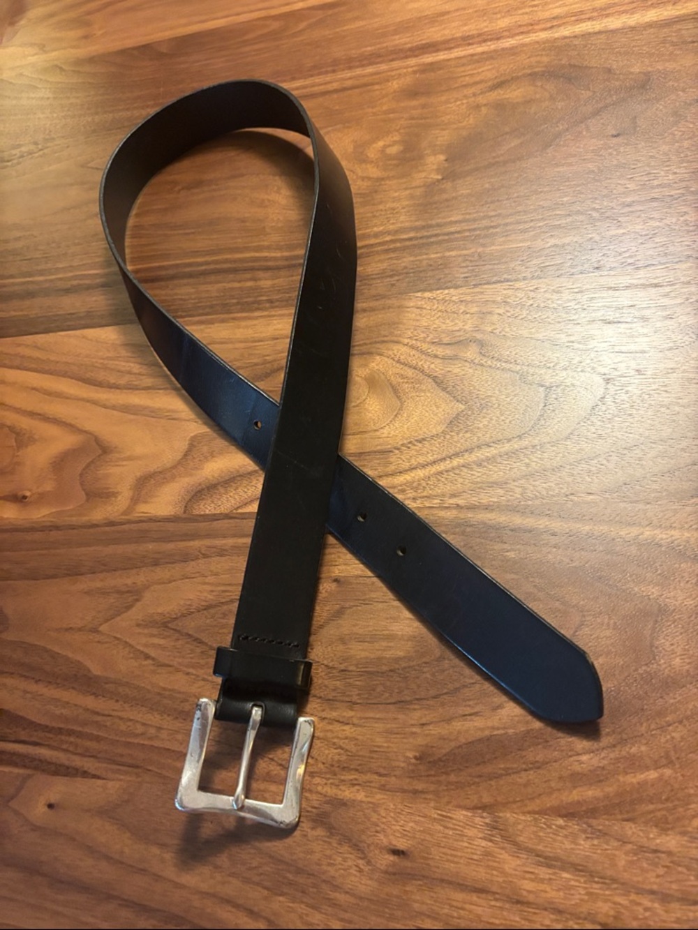 Gap Black Leather Belt with Silver Buckle -  S